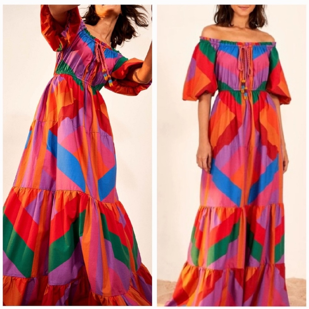 FARM Rio — Amanda Stripes Maxi Dress - Medium